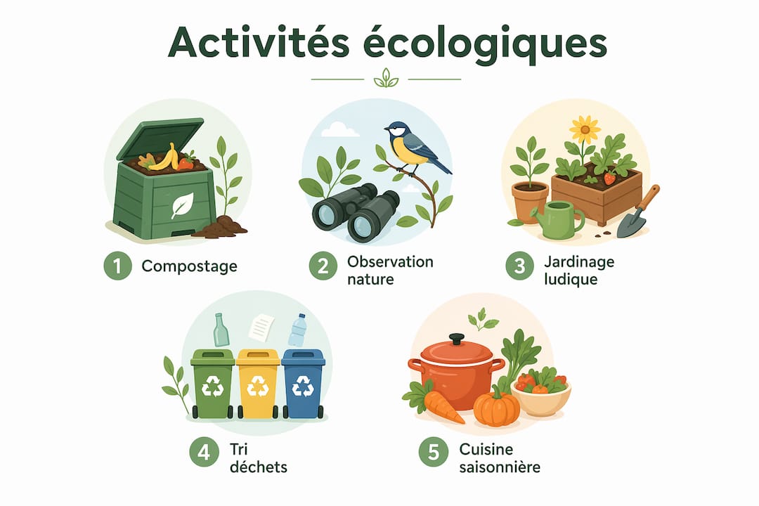 Infographie : les différentes étapes pour initier les enfants à des activités écologiques
