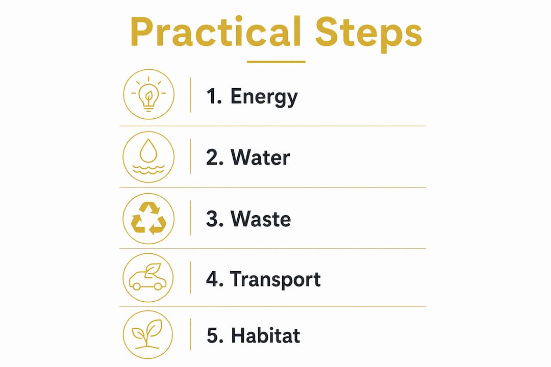 Infographic showing five practical UK conservation steps