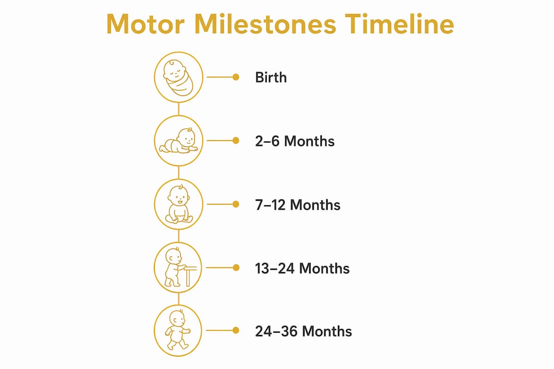 Infographic showing infant motor milestones timeline