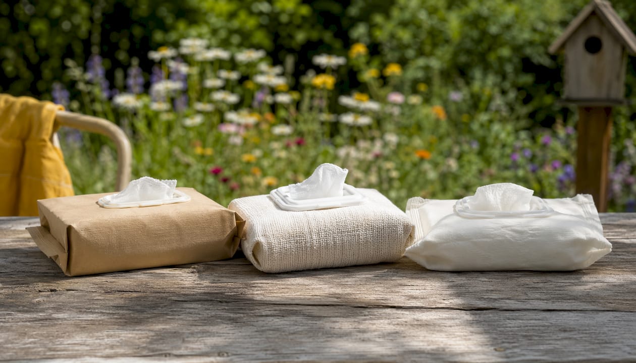 Variety of biodegradable cleaning wipes packaging