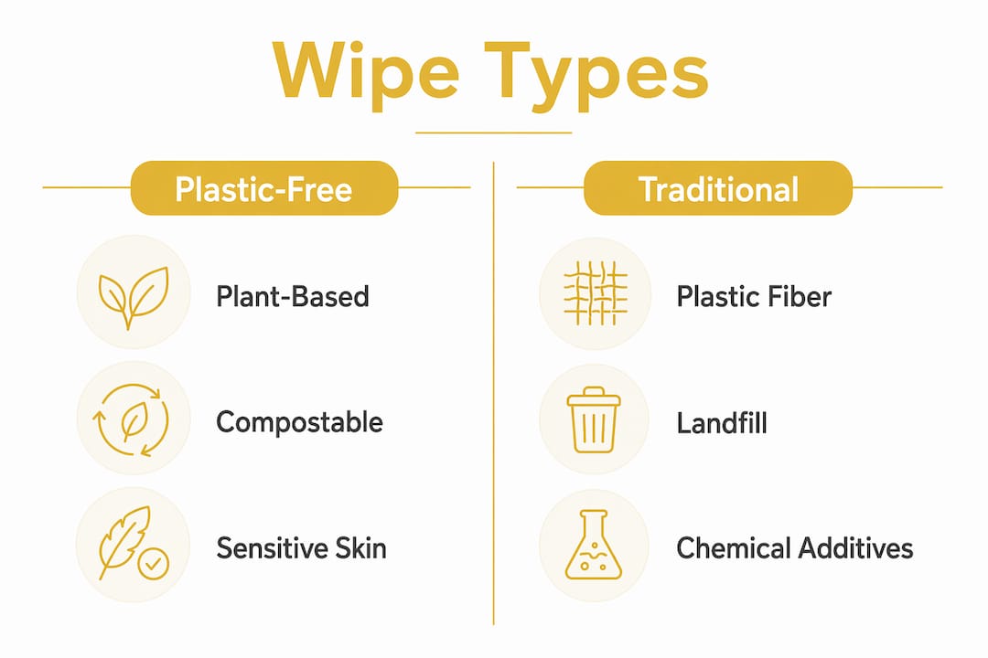 Infographic comparing biodegradable and traditional wipes
