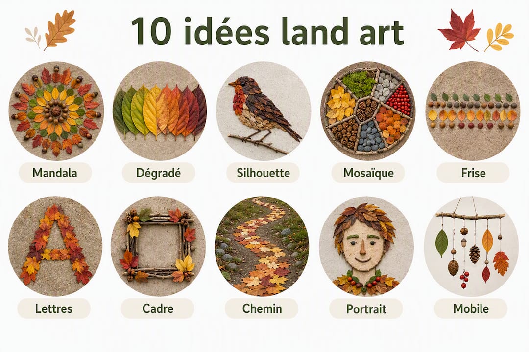 Découvrez en images 10 inspirations de créations land art à réaliser avec des feuilles d’automne.
