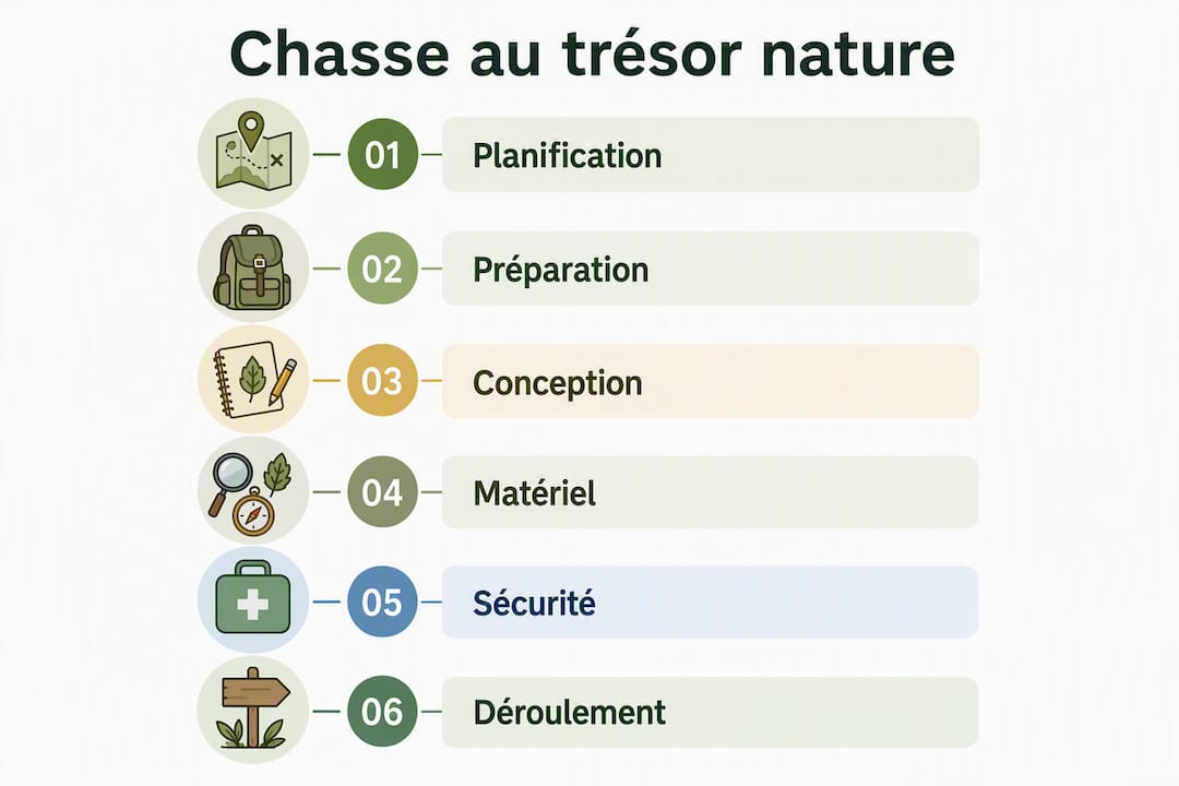 Infographie : les différentes étapes d’une chasse au trésor en pleine nature