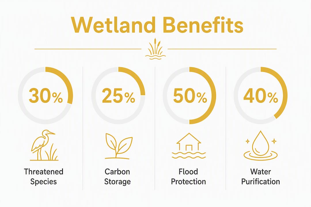 Infographic showing key wetland benefits statistics