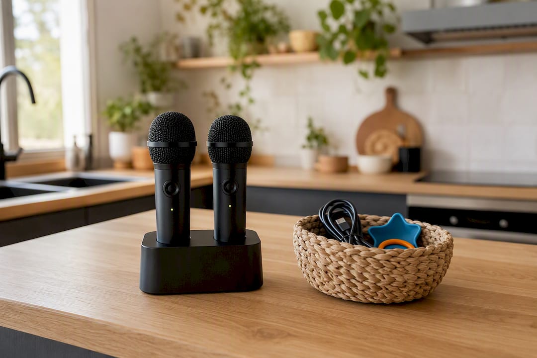 Microphones rechargeables avec station de charge
