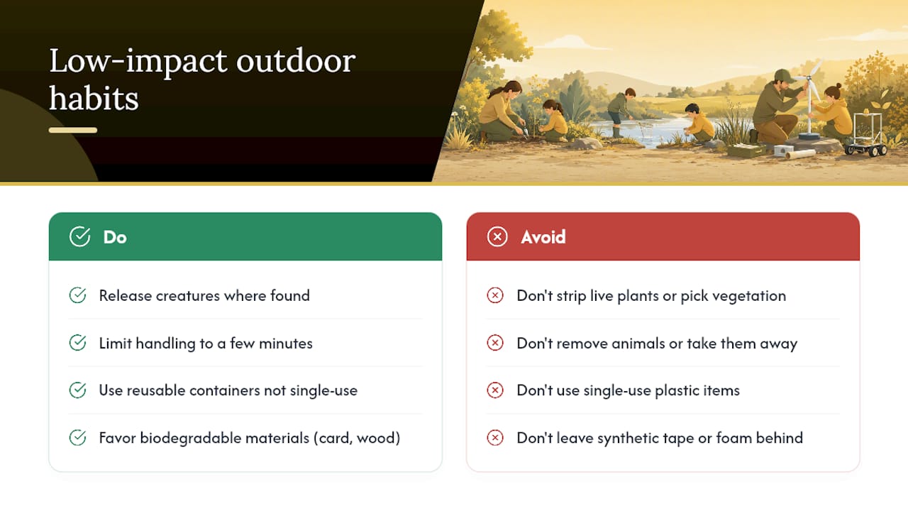 Environmental impact and sustainability in outdoor STEM — overview diagram