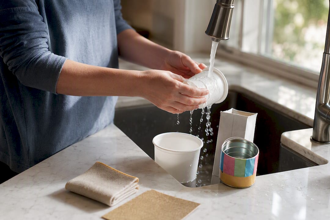 Adult rinsing containers for recycled crafts