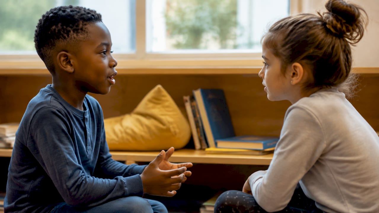 Children practicing empathy through listening