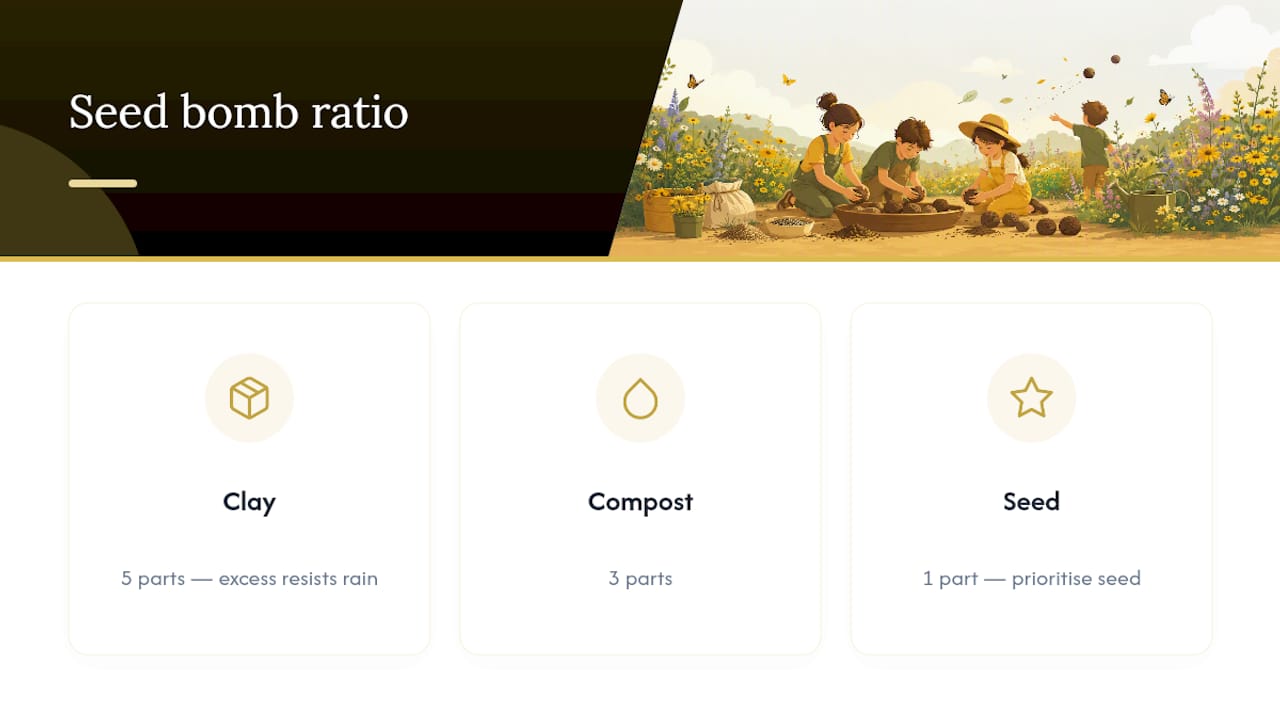 Diagram showing the five three one seed bomb ratio