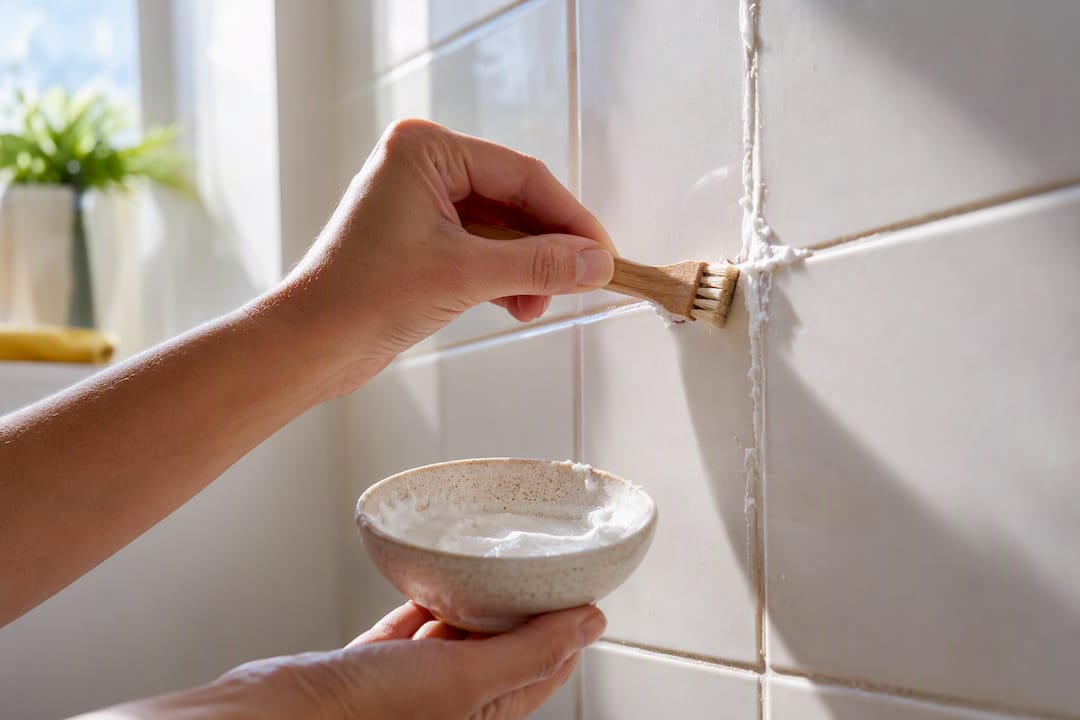 Baking soda paste on bathroom grout