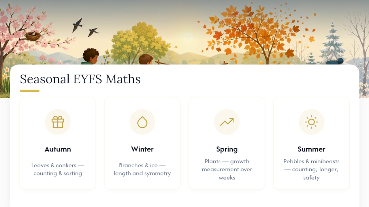 Seasonal materials and outdoor maths activities