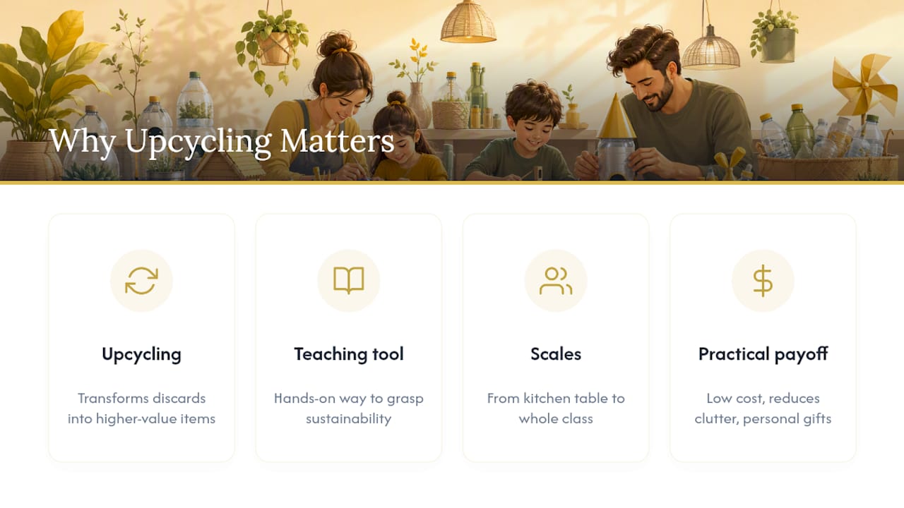 Why upcycling with waste material actually matters — overview diagram
