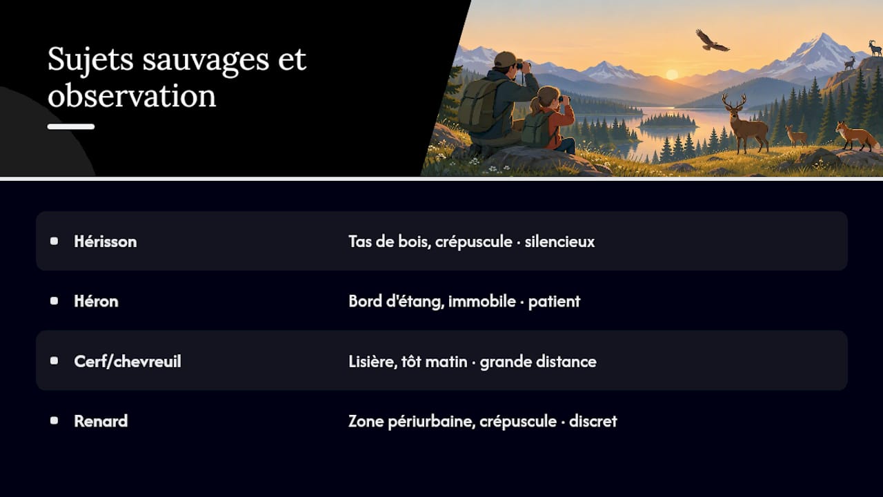 Quatre animaux sauvages à capturer en photo