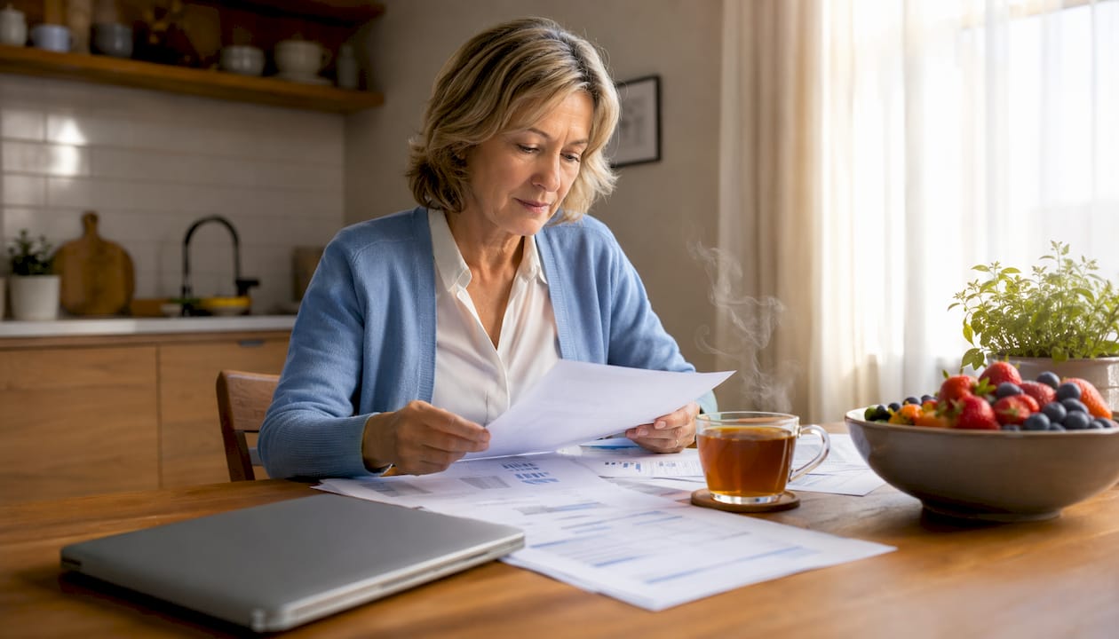 Trustee reviewing trust documents in office