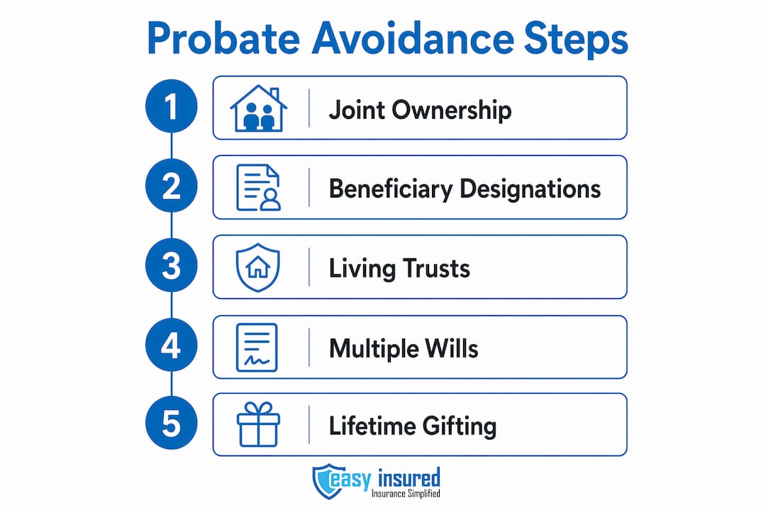 Infographic showing key probate avoidance steps