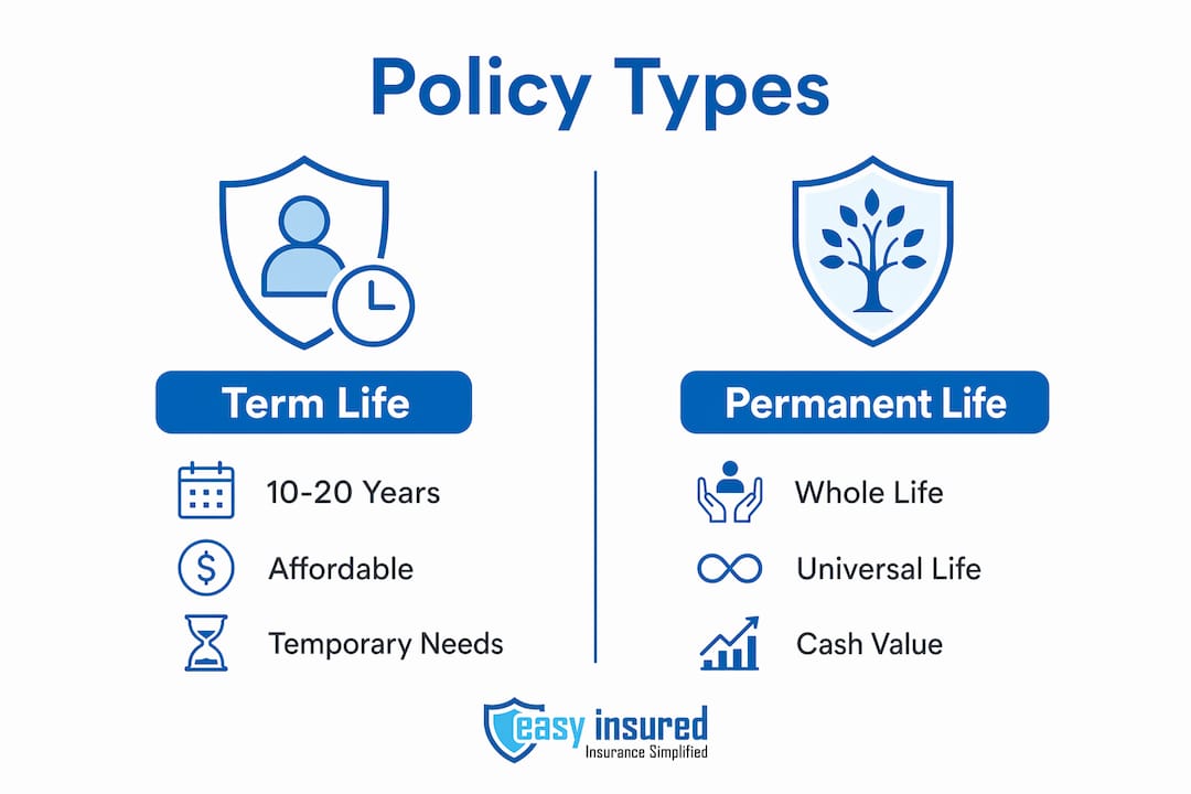 Infographic comparing Canadian business life insurance types