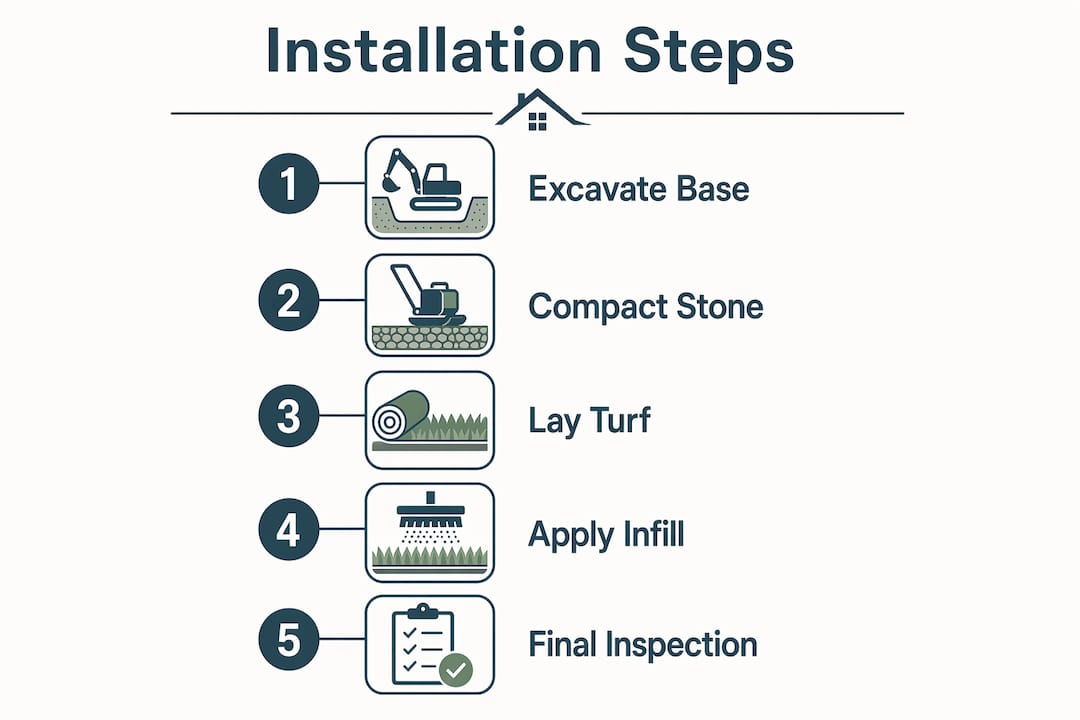Infographic of artificial pet turf installation steps