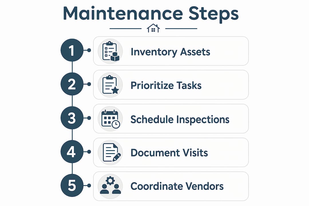 Infographic illustrating property maintenance steps