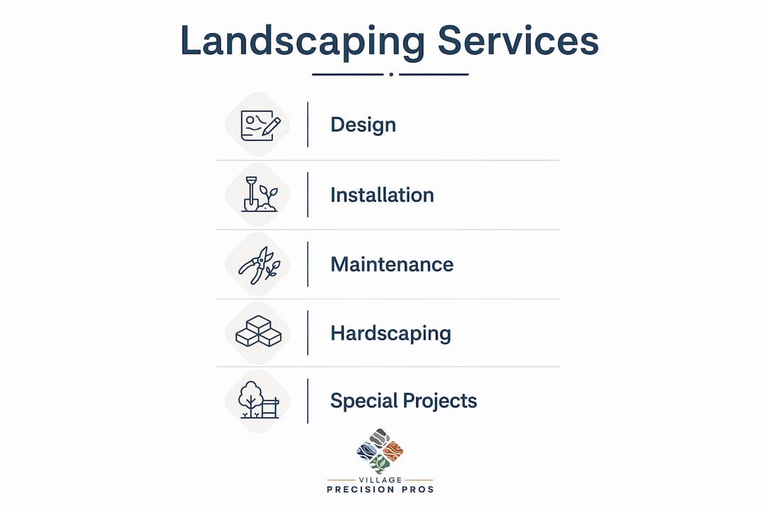 Infographic showing landscaping service categories