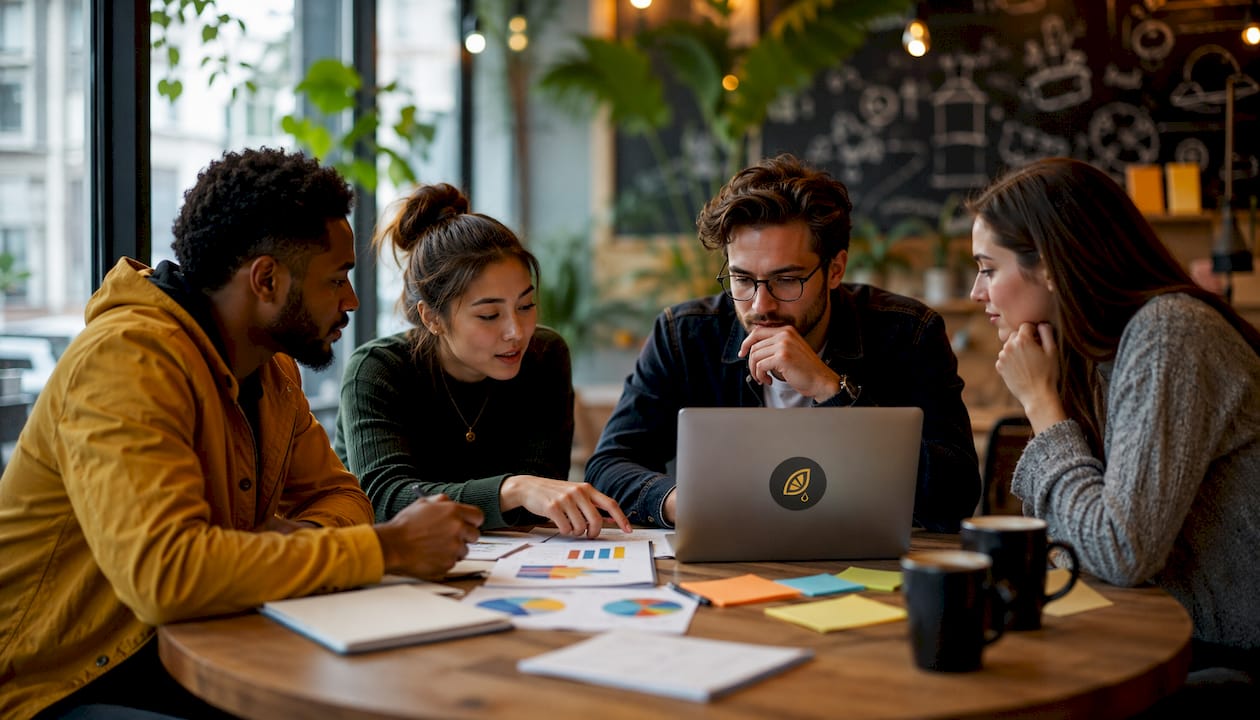 Team collaborating on digital marketing strategies