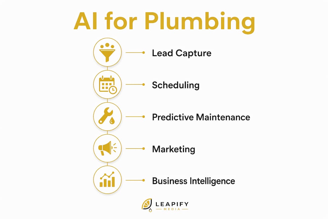 Infographic showing AI benefits for plumbing businesses
