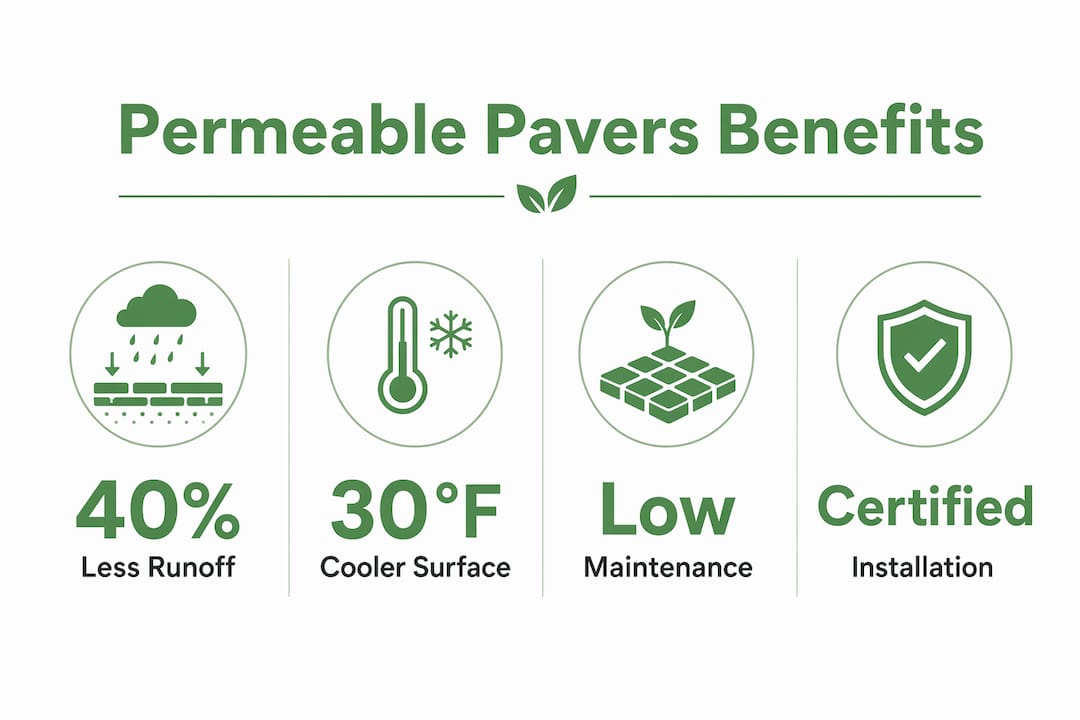 Infographic showing permeable pavers benefits with key stats