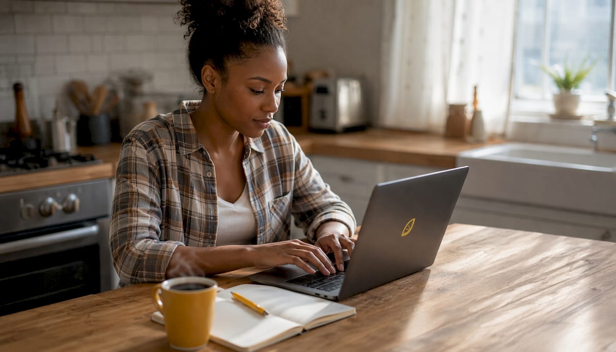 Woman contractor replying to business reviews outdoors