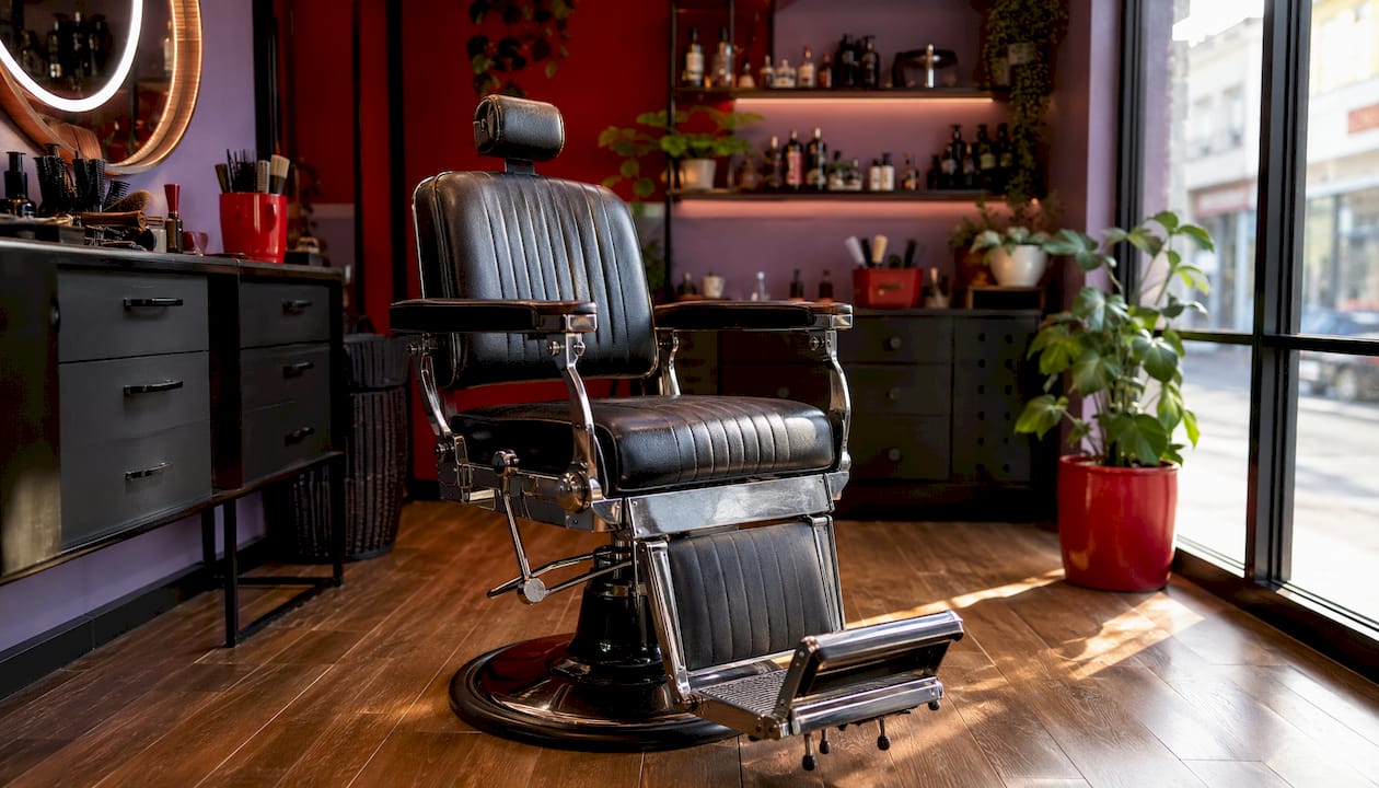 Commercial hydraulic barber chair in barbershop