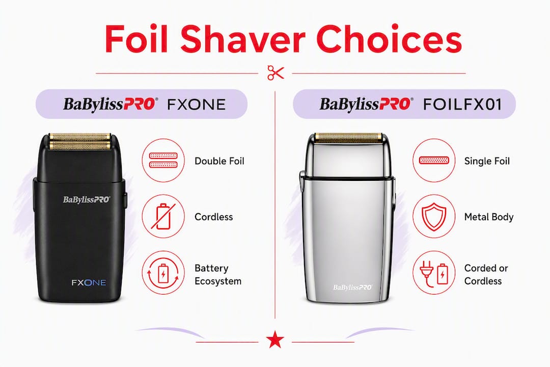 Infographic comparing two BaBylissPRO foil shavers