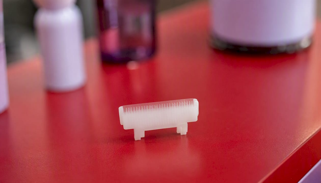Ceramic trimmer blade close-up on counter