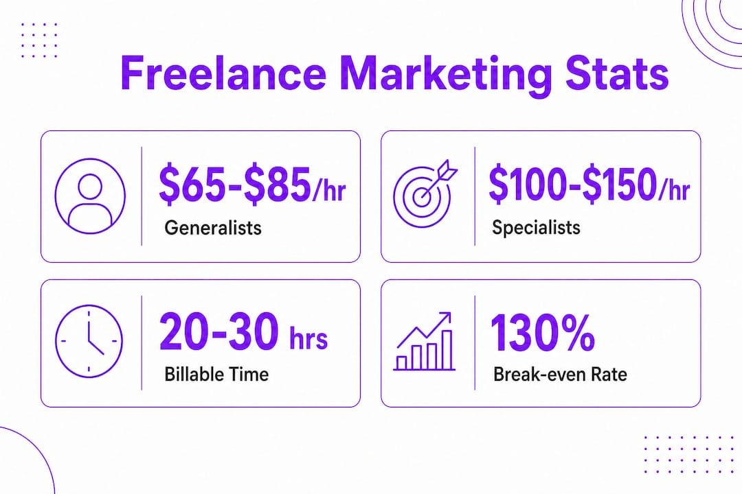 Infographic showing key freelance marketing financial statistics