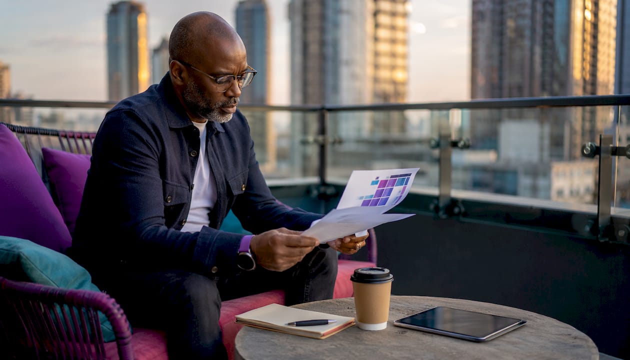 Brand manager reviewing social media captions