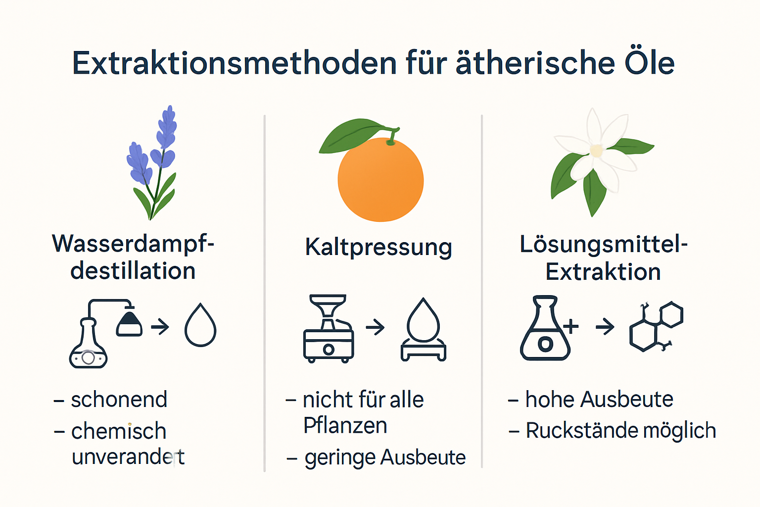Vergleich der Extractionstechniken für ätherische Öle