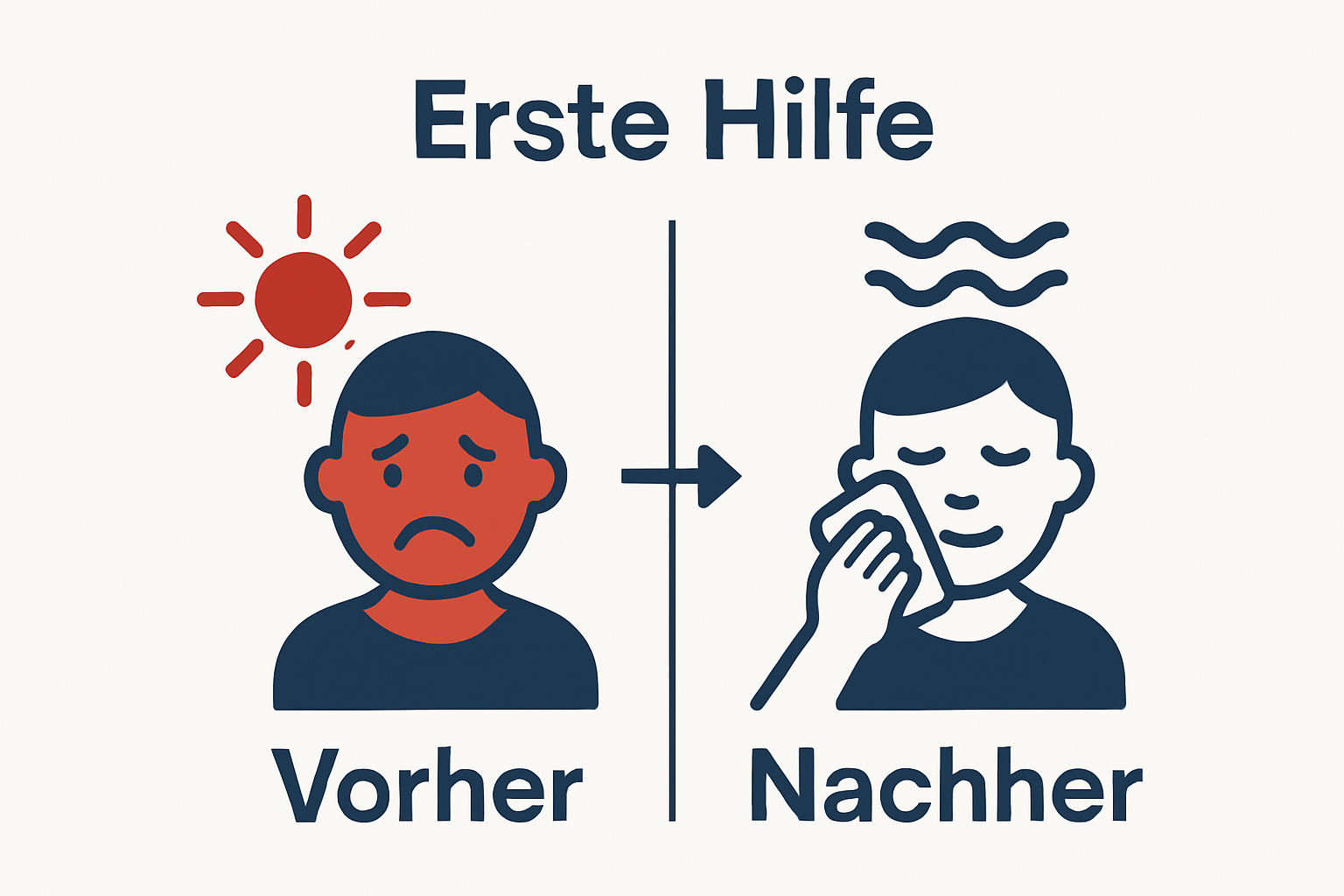 Vorher-Nachher Vergleich: Sonnenbrand und erste Linderung