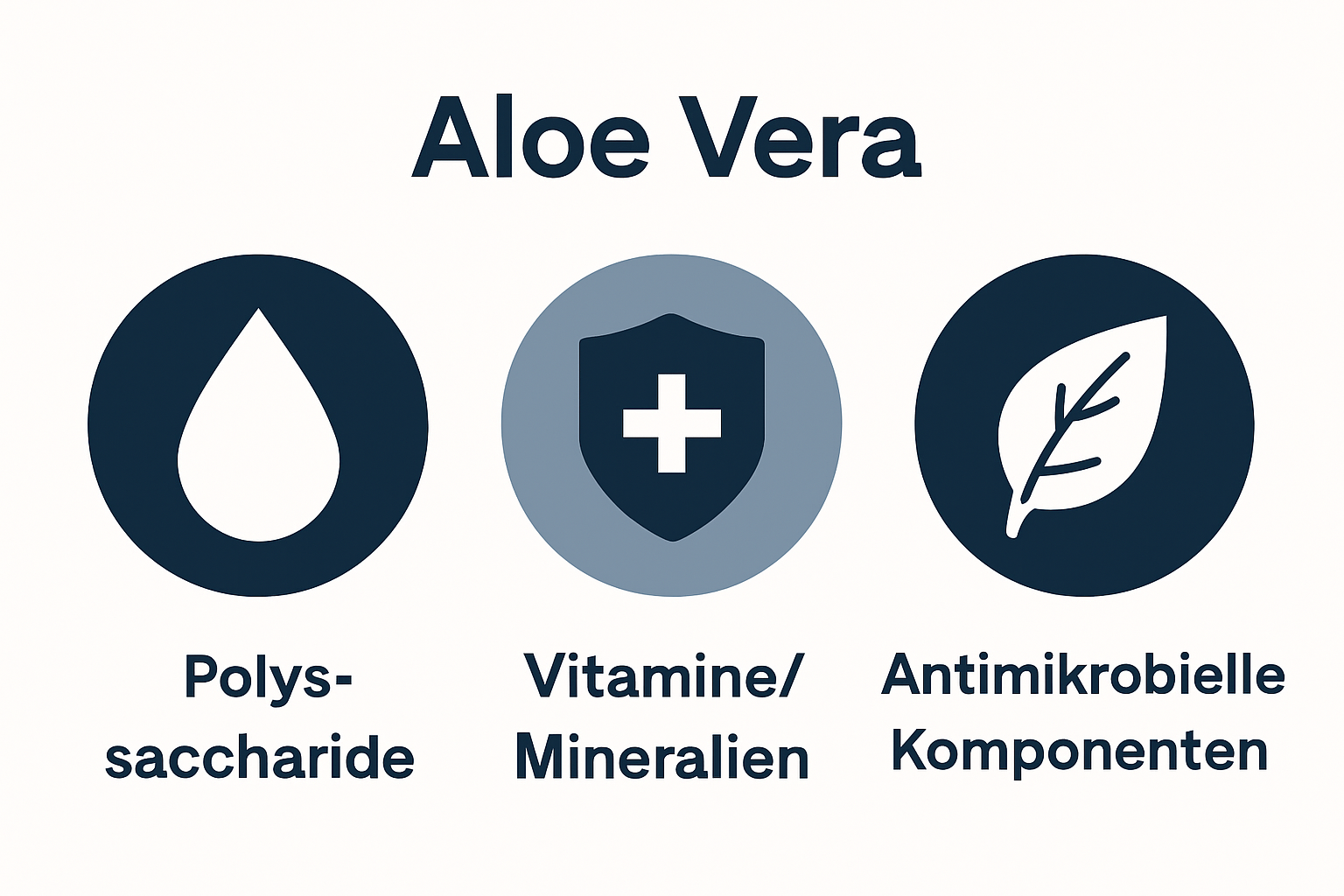 Icons for aloe vera ingredients: hydration, immune support, regeneration