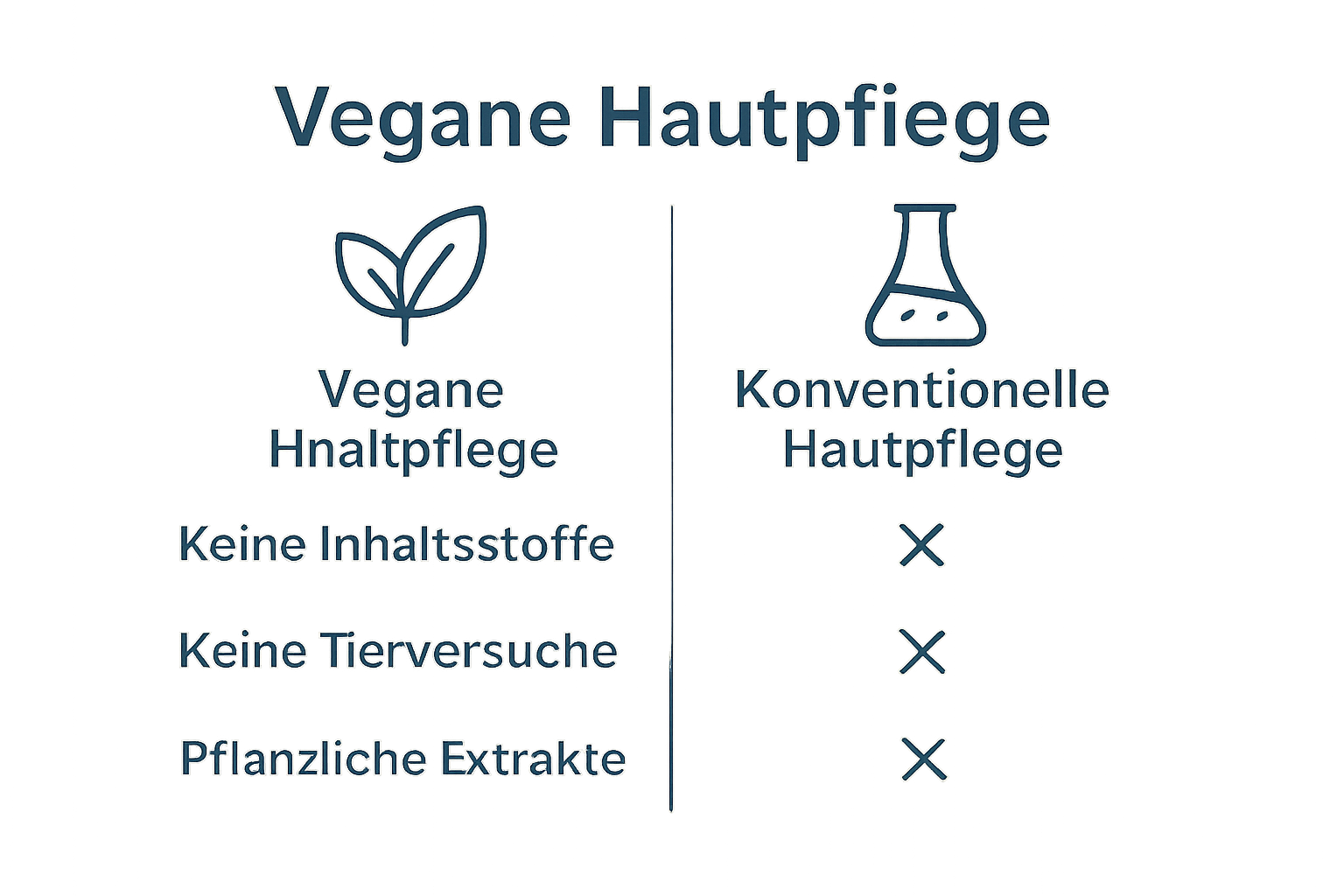 Vegan versus konventionelle Hautpflege: einfache Vergleichsgrafik