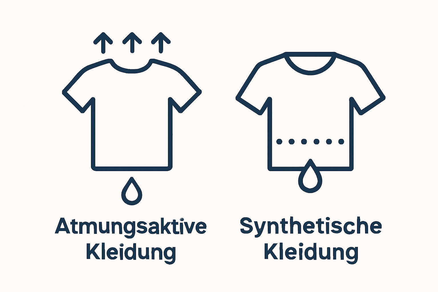 Infografik vergleicht atmungsaktive und synthetische Kleidung im Hinblick auf Hitzepickel-Prävention