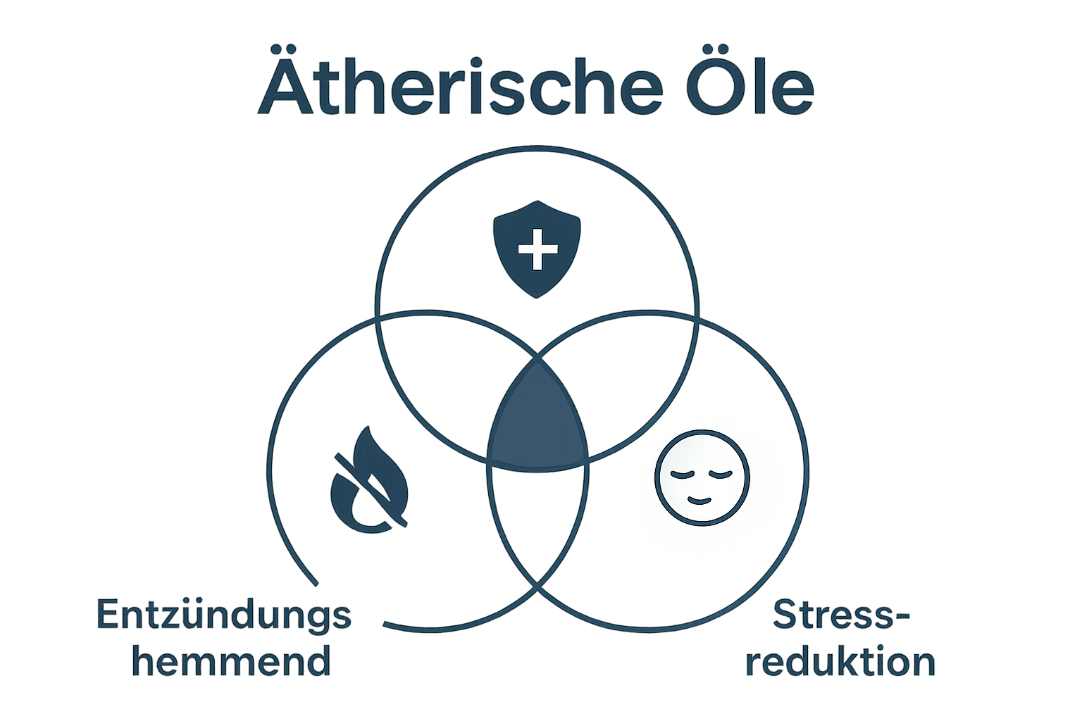Venn diagram zeigt Wirkungsbereiche ätherischer Öle