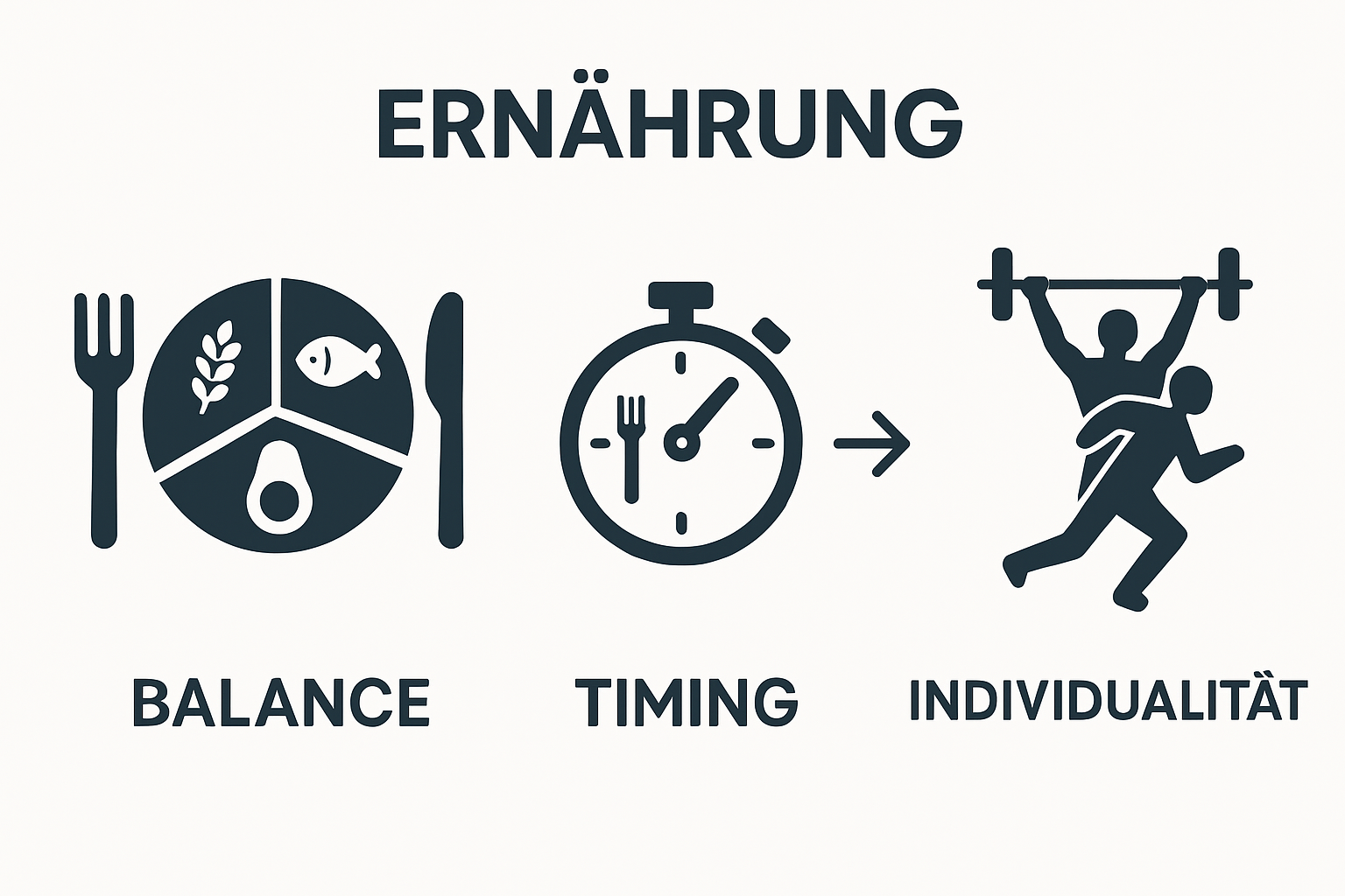 Visuelle Aufteilung Makronährstoffe und Zeitpunkte für Sporternährung
