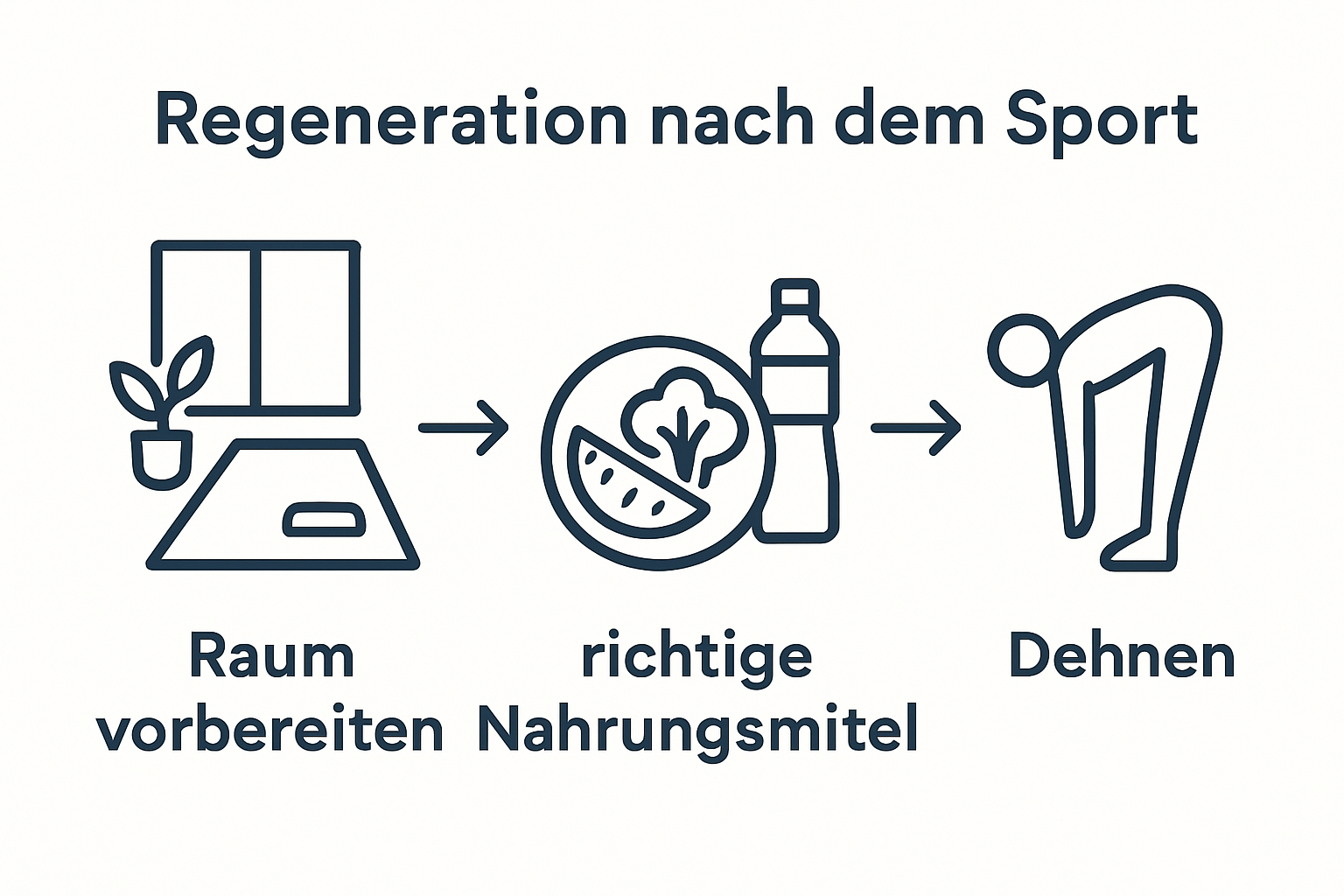 Infografik mit drei Schritten zur schnellen Regeneration nach dem Sport