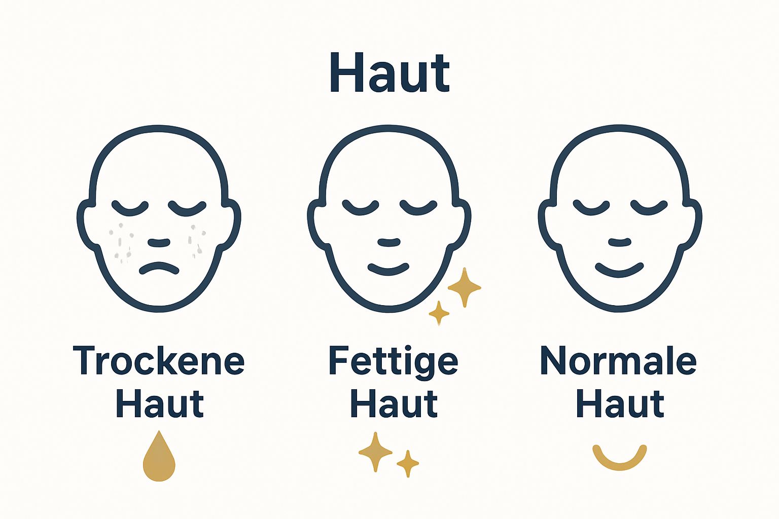 Vergleich verschiedener Hauttypen: trocken, fettig, normal