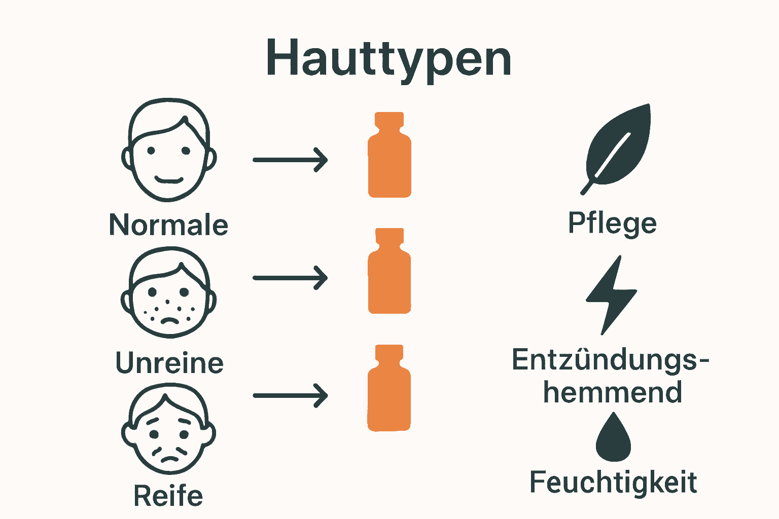 Infografik zu Hauttypen und passenden ätherischen Ölen.