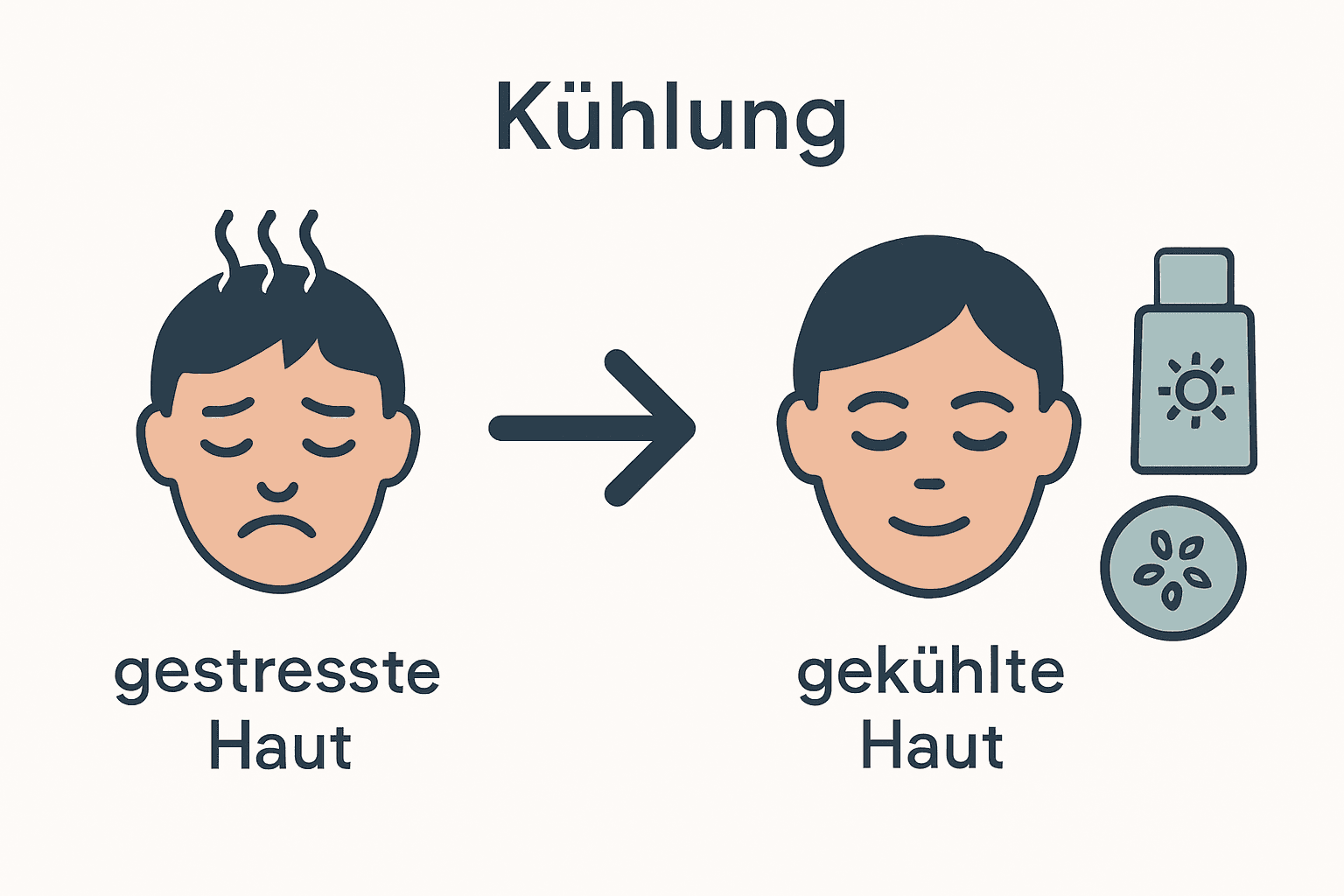 Infografik: Unterschied regenerierte vs gestresste Haut durch Kühlung
