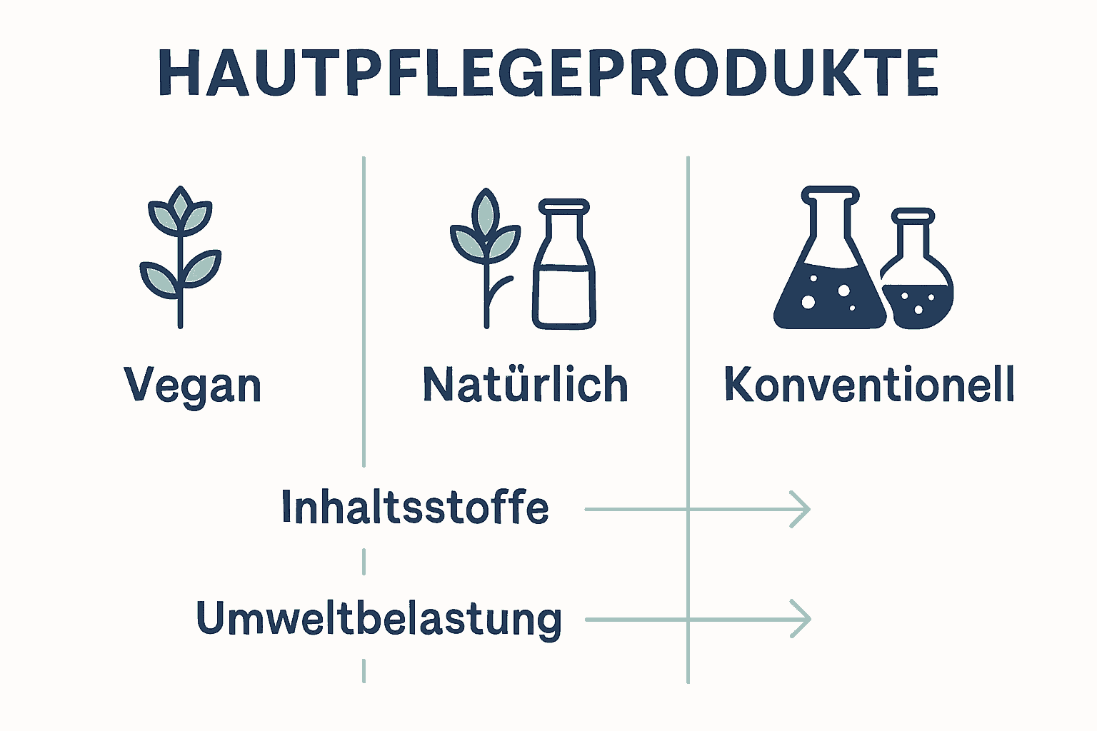Infografik-Vergleich: vegan, natürlich, konventionell.