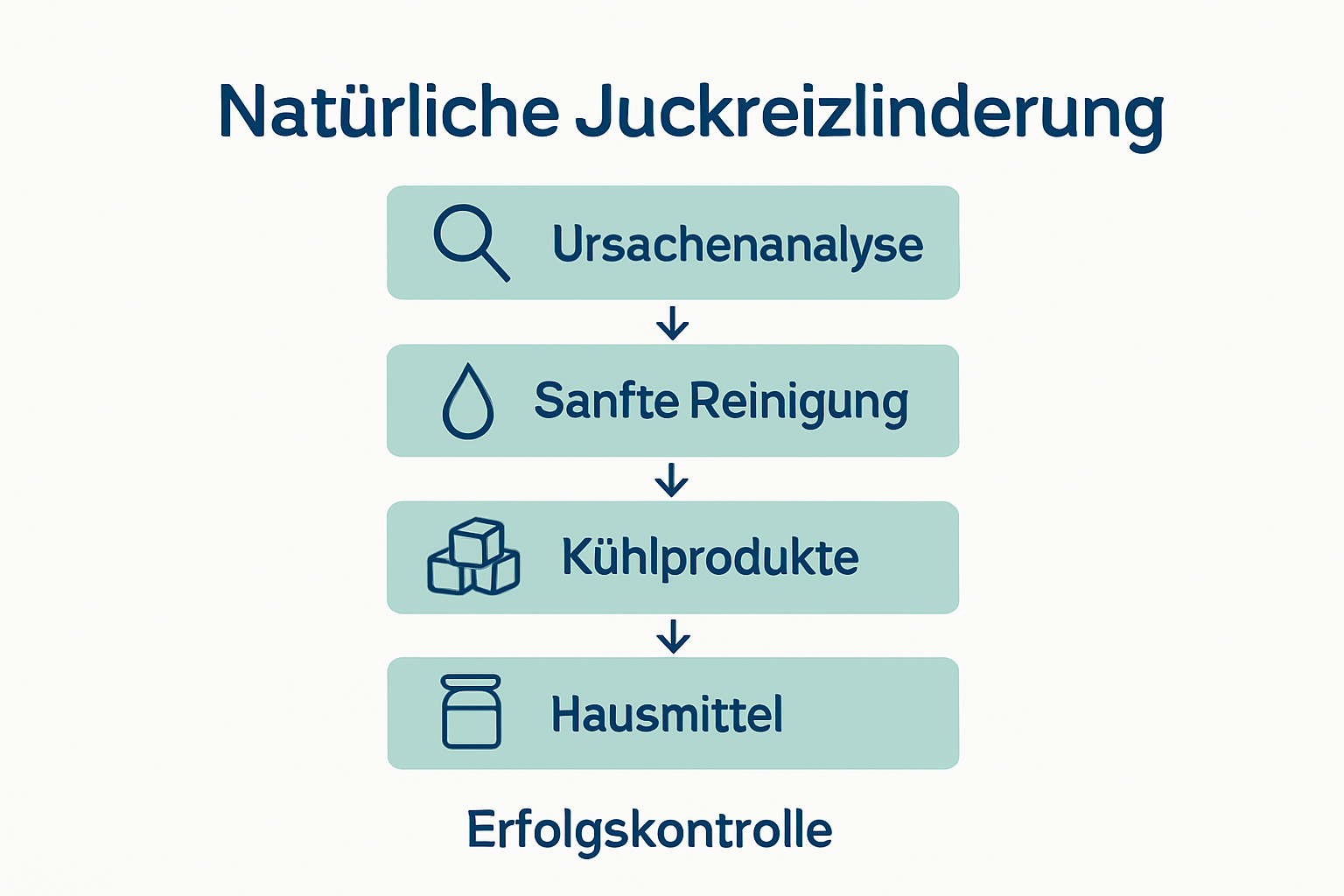 Infografik mit fünf Schritten zur Linderung von Juckreiz