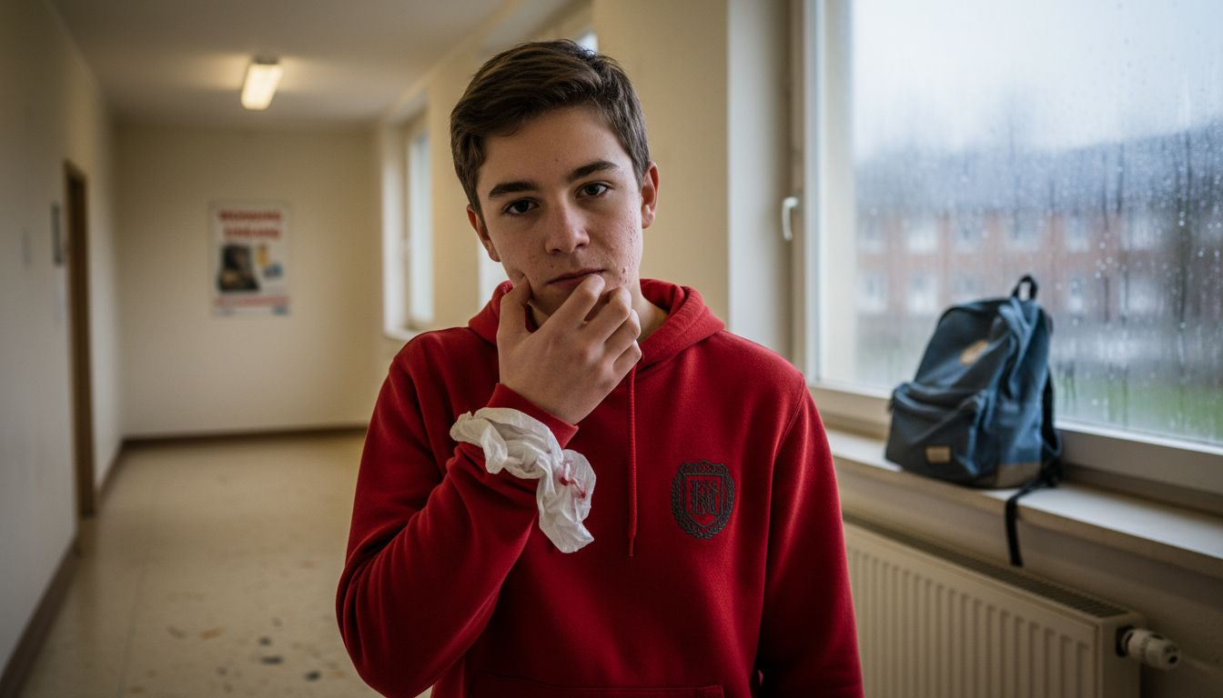 Jugendliche, die im Winter unter trockener und gereizter Haut leiden