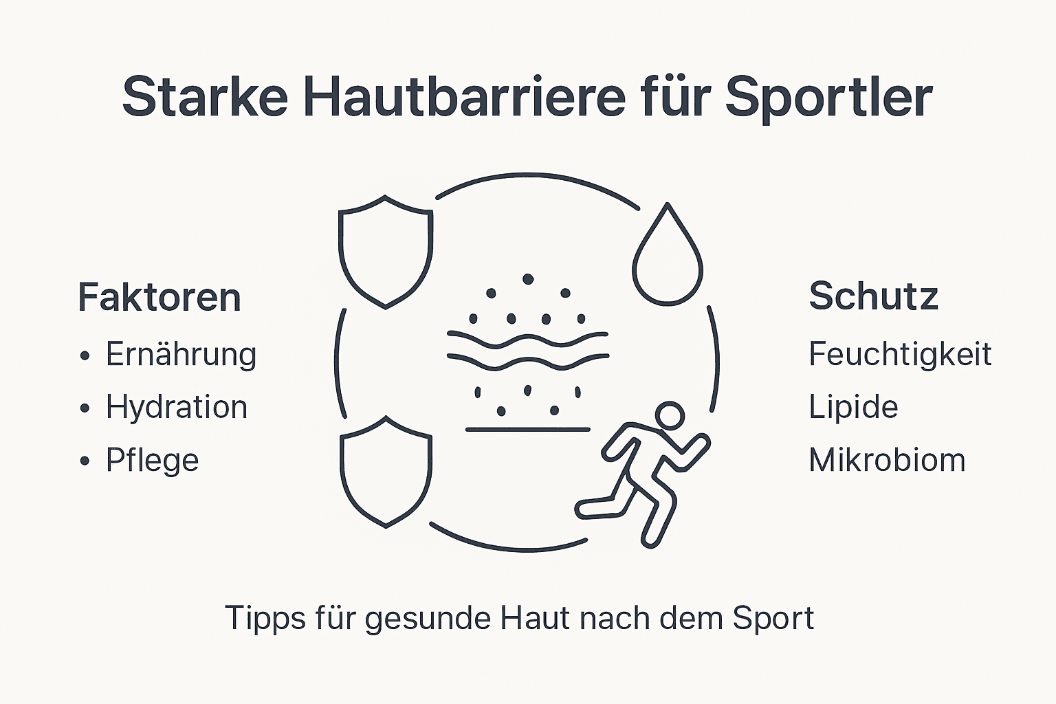 Grafik mit praktischen Tipps für eine starke Hautbarriere und wichtigen Schutzfaktoren