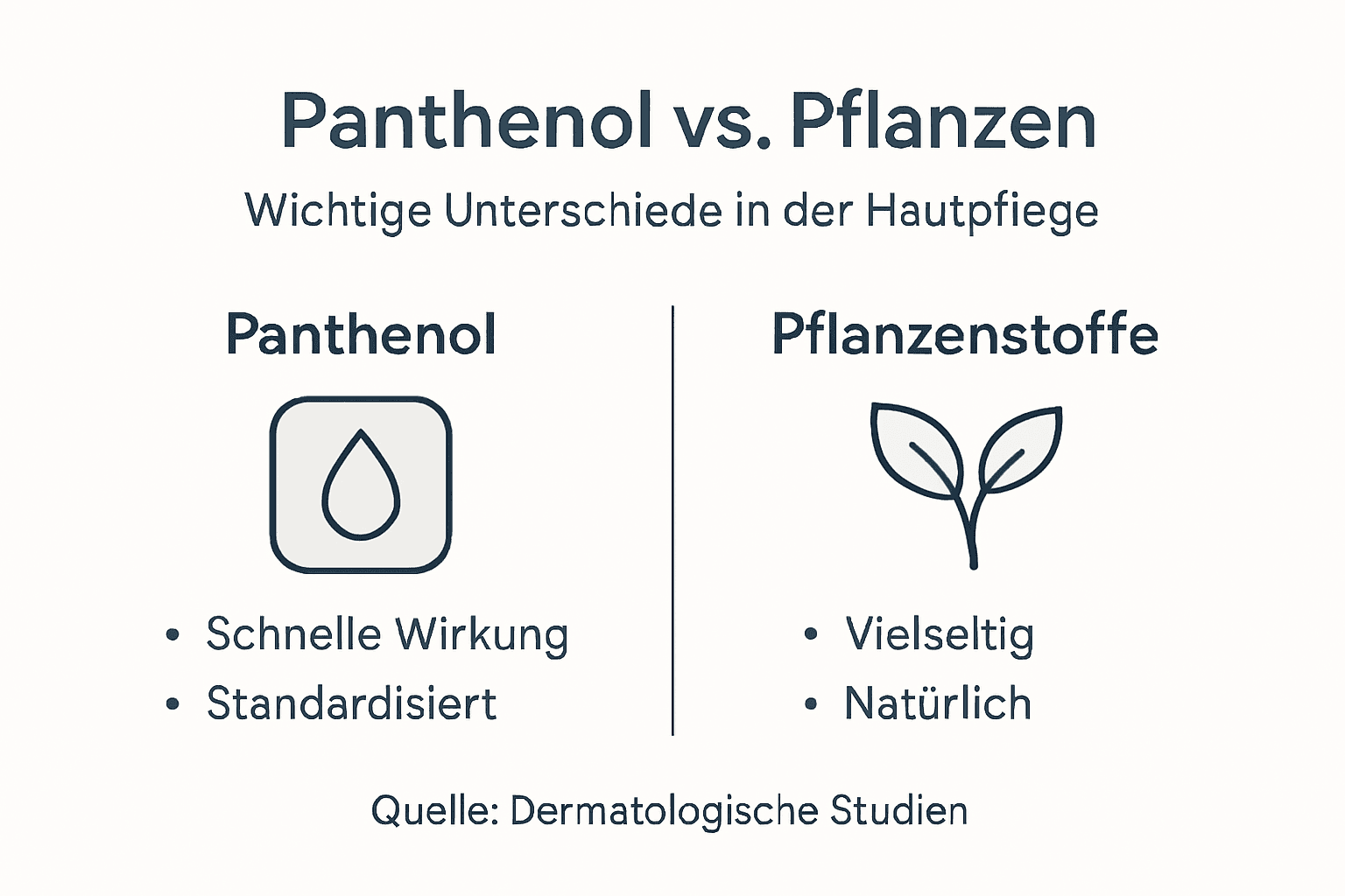 Vergleich zwischen Panthenol und pflanzlichen Wirkstoffen – Infografik