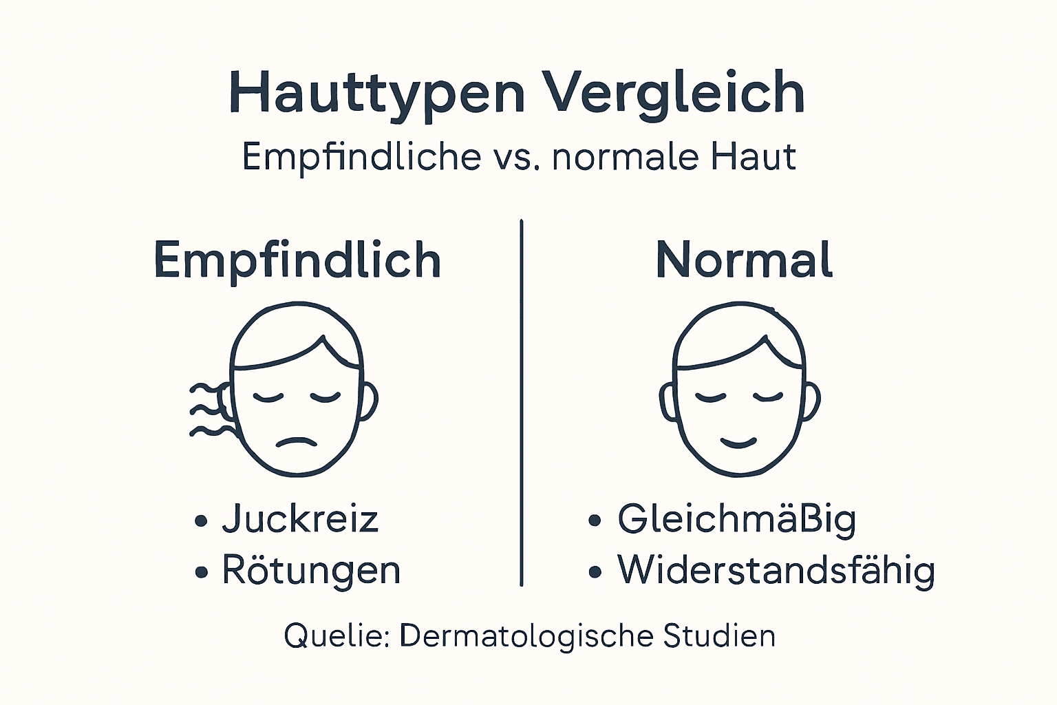 Übersicht der verschiedenen Hauttypen und ihrer wichtigsten Eigenschaften