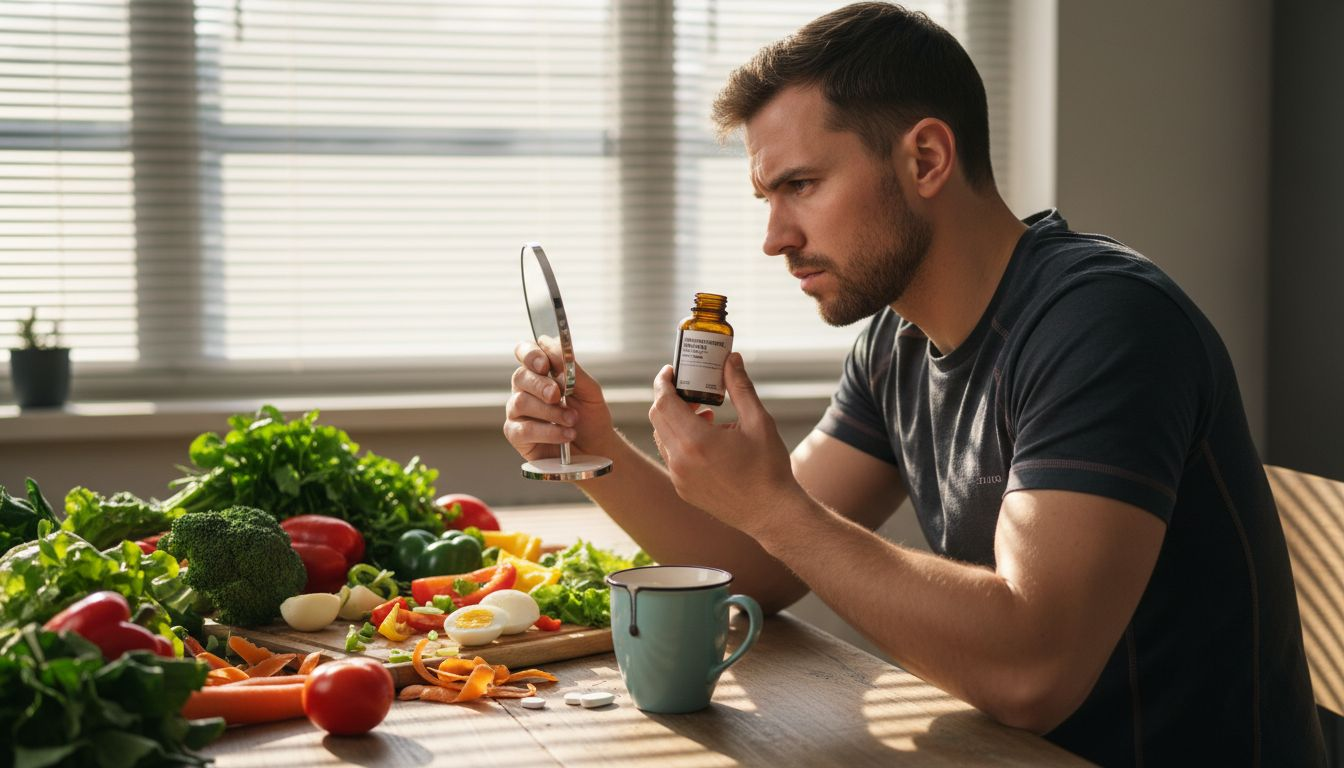 Mann untersucht Haut und Nährstoffhaushalt